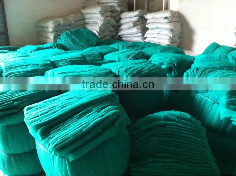 shinny good quality pe fishing net tight knot,green color