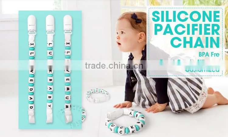 Bulk sale handmade mini cute silicone baby teething pacifier chain clips