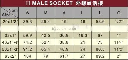 PPR Male Socket/Plastic Male Socket/Male Socket