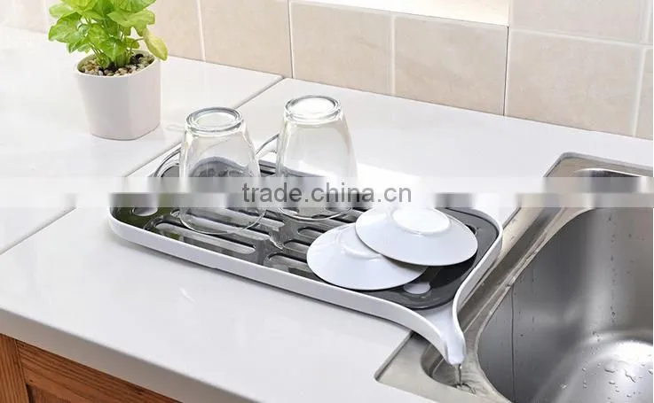 Kitchen Usage Bilayer Plastic Dish Rack For Dish Drying