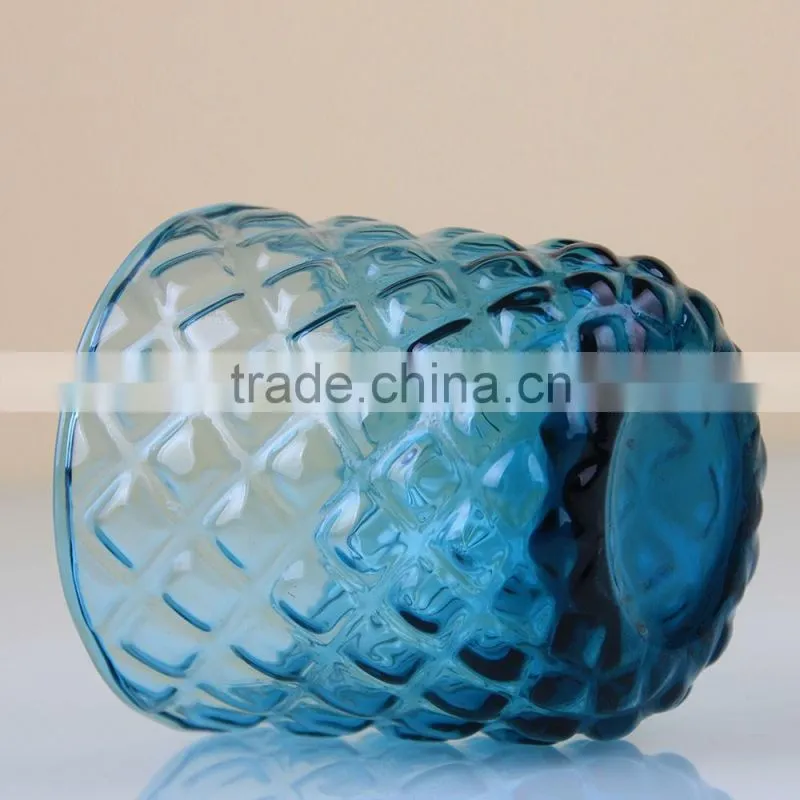 High quality rhombus stripe glass cup