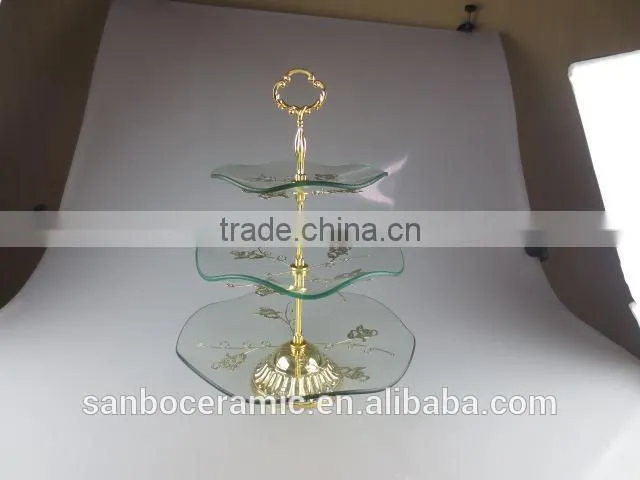 Wholesale 3 tier Wedding Glass Cake Stand