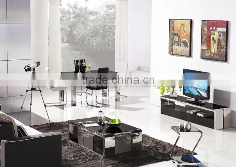 simple marble top dining table with 4 stainless steel legs
