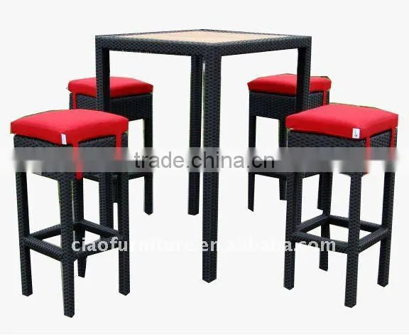 4 chairs bar table outdoor modern rattan bar furniture
