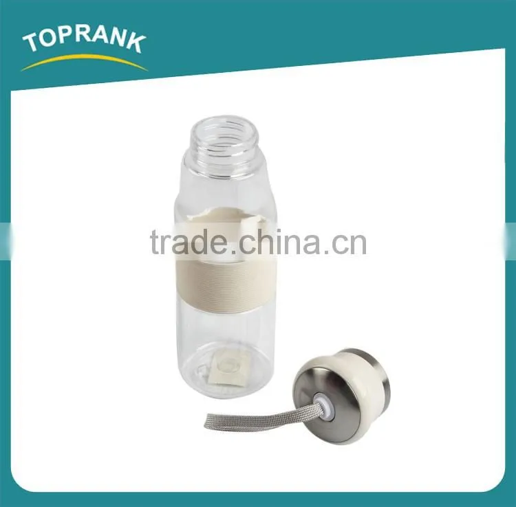 Toprank Custom Printing Outdoor 400ml Sport Travel Clear Plastic Water Bottle With Sleeve Case Cover