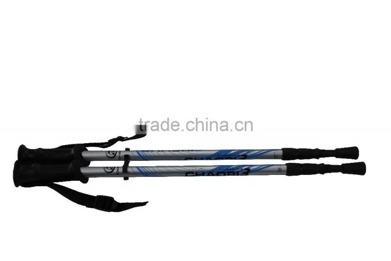 Aircraft grade aluminum 6061 trekking pole cane , 3 sections, internal lock, anti-shock SZ15346