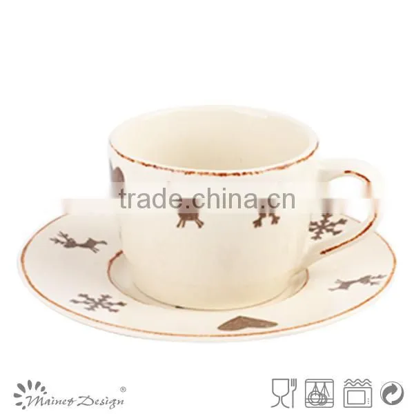 Christmas letter series designed coffee cup and saucer