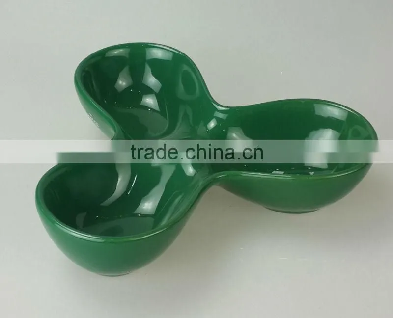 8inch Ceramic green promotion cheap dessert divided dish