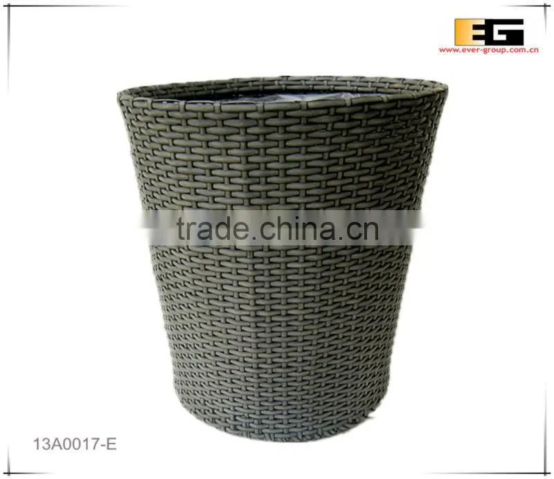 Round PE/Plastic rattan with liner deco basket