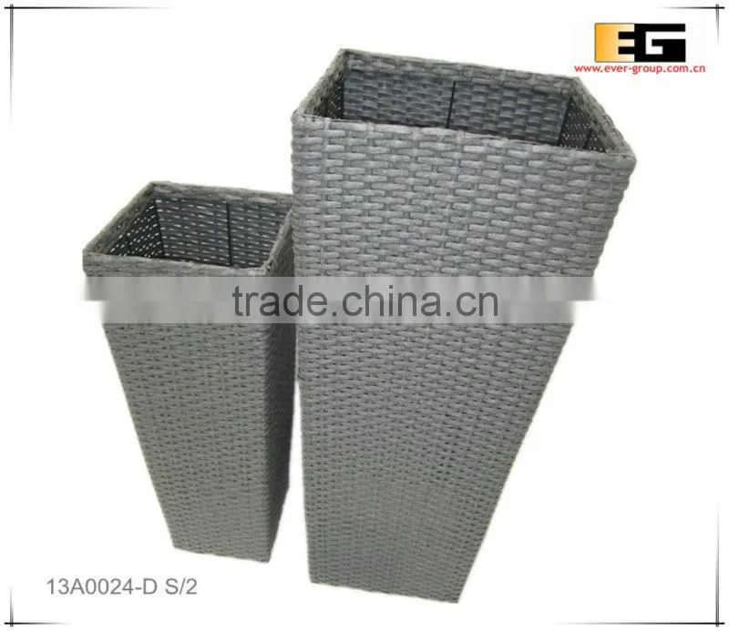 Square PE/Plastic rattan with liner deco planter