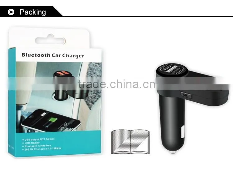Wireless Bluetooth Car Kit with Portable Dual USB car charger Hands Free MP3 Player FM Transmitter