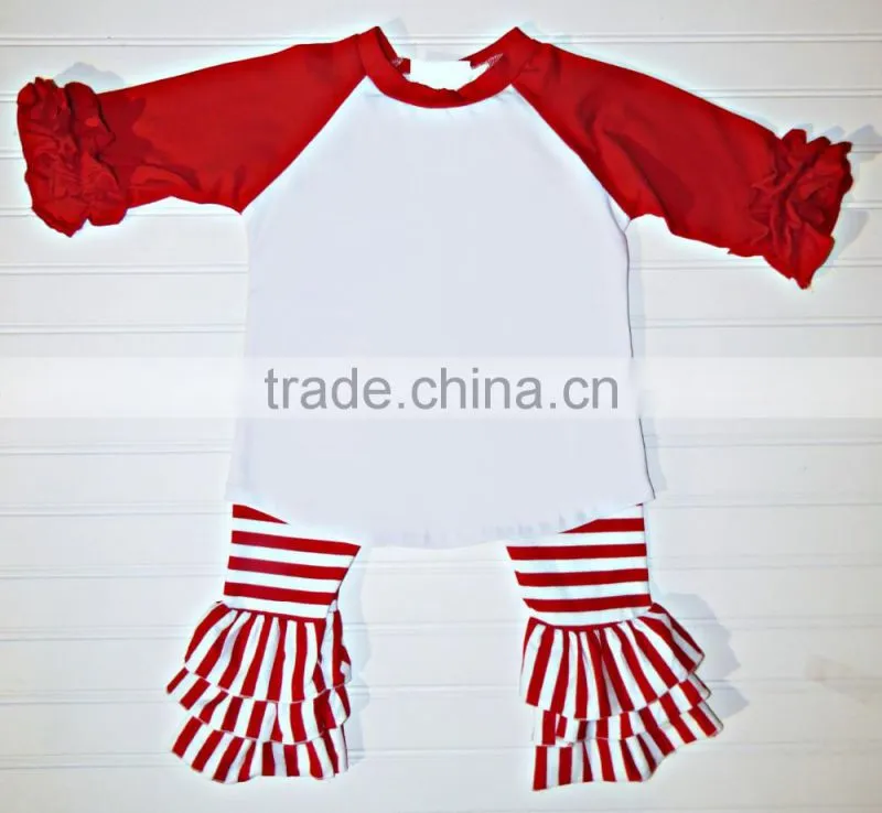 Cheap Blank Icing Ruffle Shirt Toddler Girls Football Team School Spirit kids Baseball Tee Plain T-Shirt Halloween Ruffle Raglan