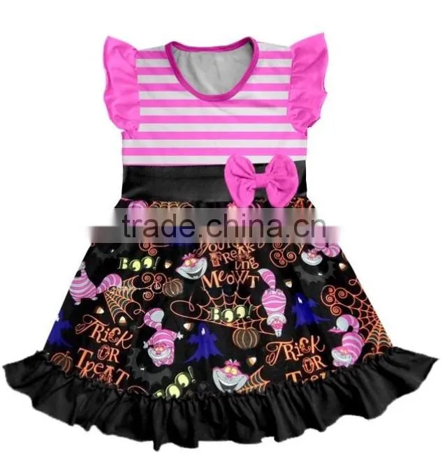 Toddler Girl Peasant Dress for Thanksgiving or Halloween or Fall Chevron Turkey Dress Half Puff Sleeve Dress Kids Clothes