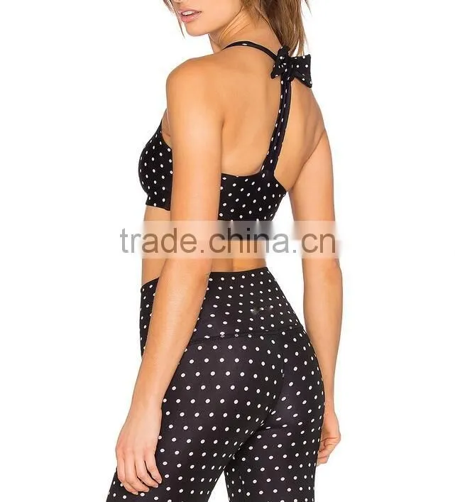 Printed black fitness wear set legging for women/yoga tank top