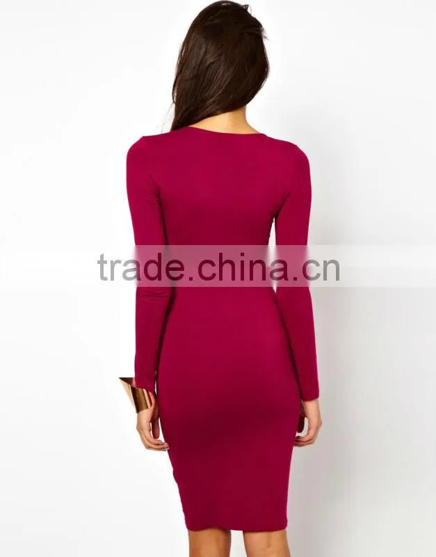 Bodycon Dress with Deep V Neck