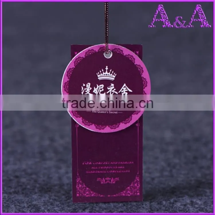 Silver stamping paper hang tag,clothing tag,price tag