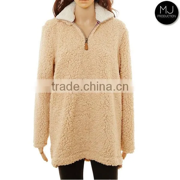 FACTORY Monogrammed Knitted Quarter Zip Style Sherpa Fleece Pullover