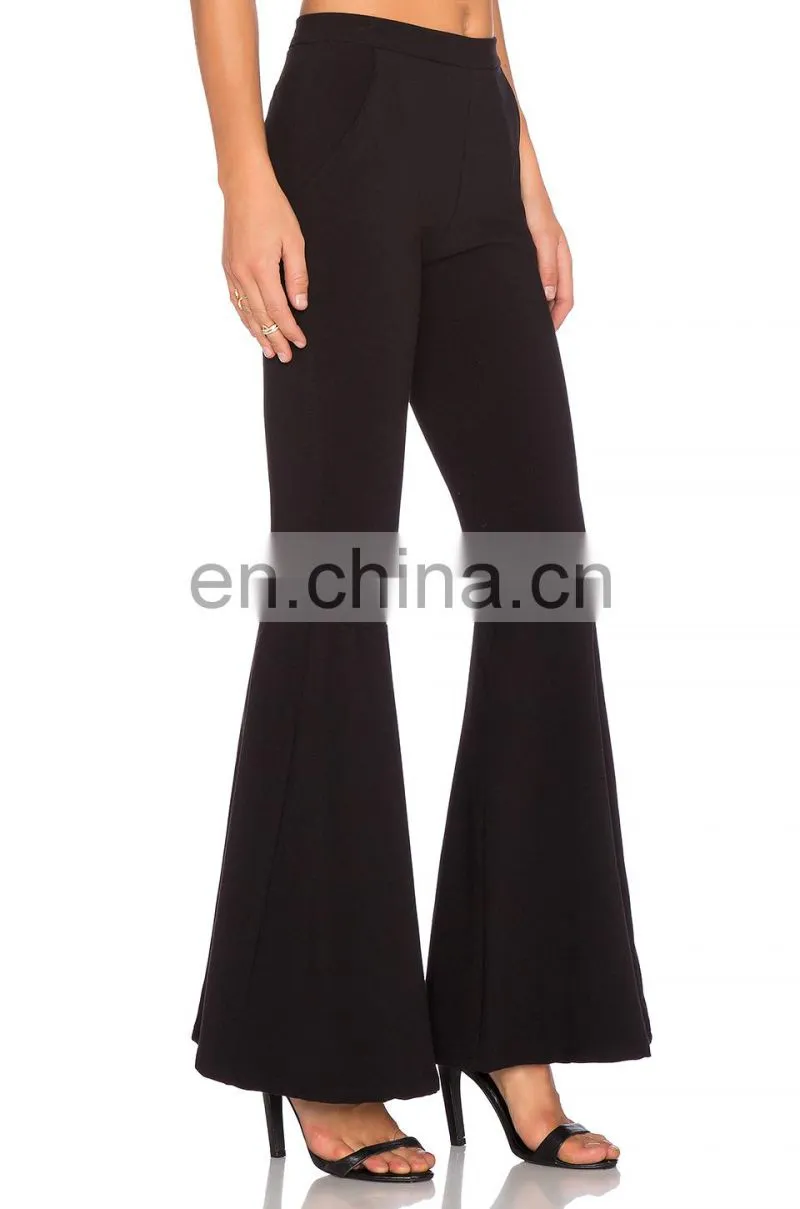 Wholesale Black Wide Leg Pants Harem Ruffle Pants