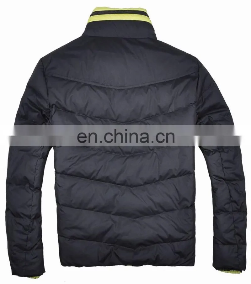 mens simple style fashion foldable down paded thick nylon jacket 2015