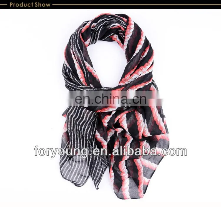 navy blue rope striped print scarf