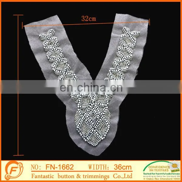 fashion design high quality knitted shoulder beads trimming for garment