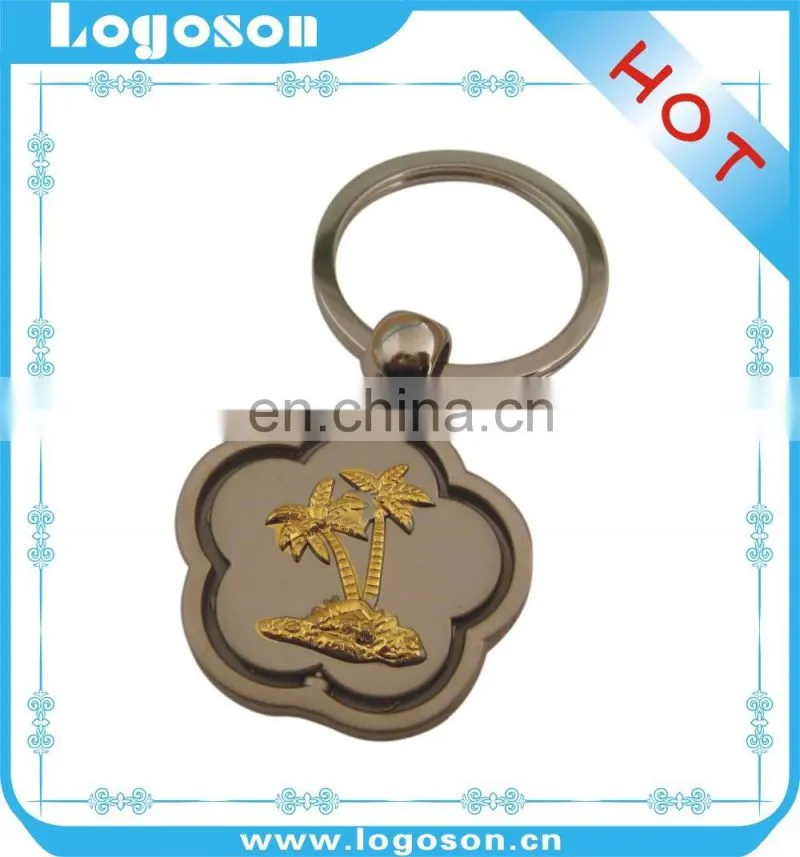 2018 Wholesale Custom Keychain Custom Shape Metal Gold Plate Tree Cheap Keychain