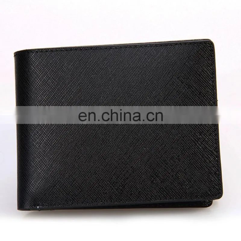 Fashion Handmade black slim mens wallet genuine leather