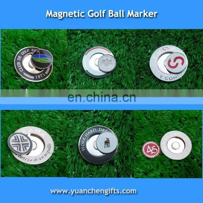 New 40mm 2 sided custom embossed metal magnetic golf poker chip ball marker