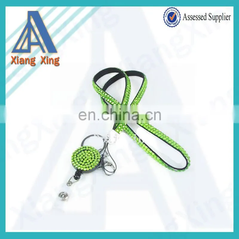 Fashion bling bling rhinstone studded retractable rhinestone lanyard