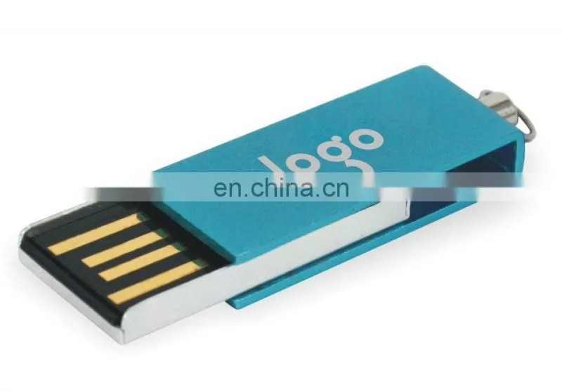 Super mini mental swivel usb flash drive oem logo pen drive metal laser printing memory sticker disk