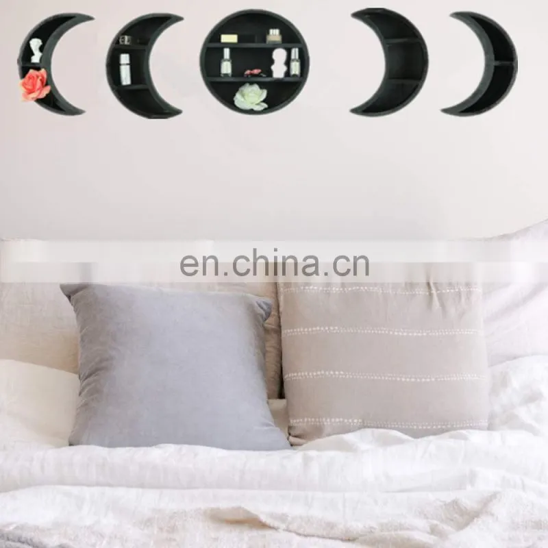 Decorative handmade gypsum cement sand Half Moon mirror set for home wall hanging mirror