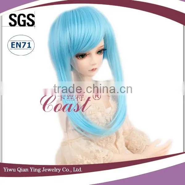 middle length cutie light blue straight bjd doll wig