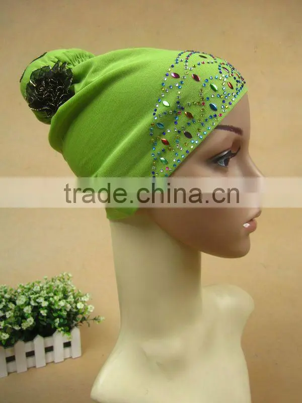 A523 fashion flower islamic hijab cap,muslim hejab hat