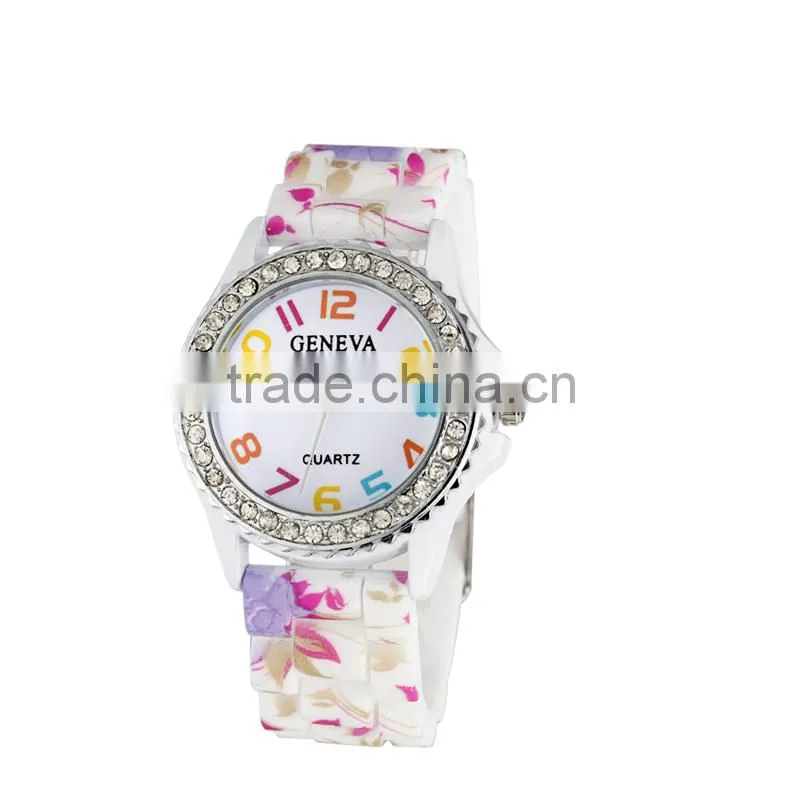 2015 japan movt high grade print flower woman watches