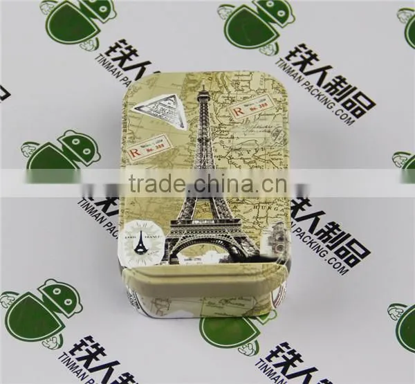 Empty square tinplate cosmetic case metal steel box