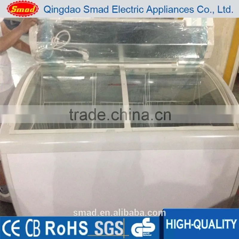 100liters horizontal chest freezer with glass top