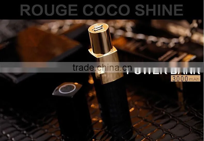 Channel lipstick power bank 3000mah rechargeable battery li-ion china goods