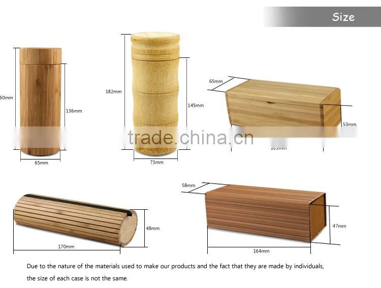 High quality bamboo wood tube case, walnut wood cylinder sunglass case, sunglasses bamboo case