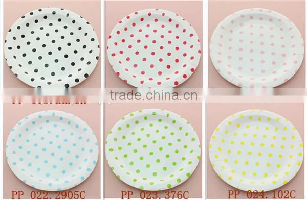 9 Inch Pink&White Striped Round Wedding Party Paper Plates,Paper Dish China Wholesales