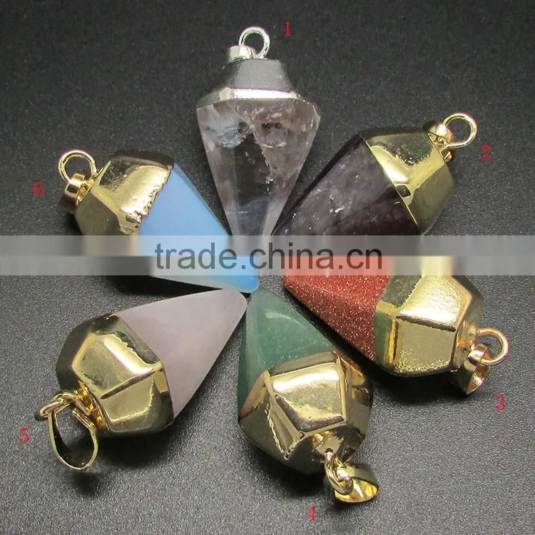 JF6922 2016 newest gold electroplated double point bail loop turquoise pendants
