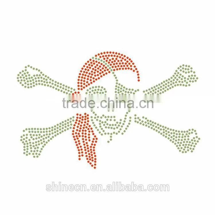 2016 Korean New design Skull design motif Middle east quality Fashion customized rhinestone heat transfer motif wholesale