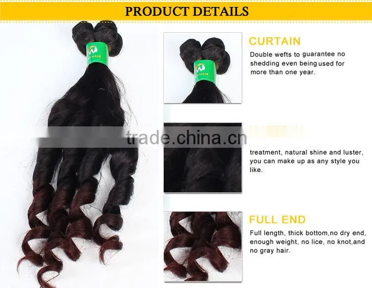 Hot China factory SPRIAL CURL 3 bundles red brazilian hair weave