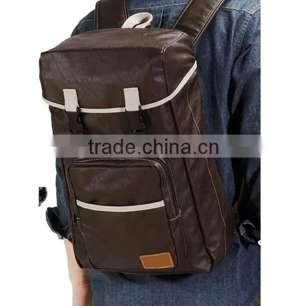 Vintage online wholesale shop clear black leather drawstring laptop backpack bag