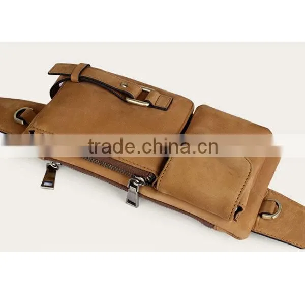Saddle leather men waist chest bag running belt bag running fanny pack
