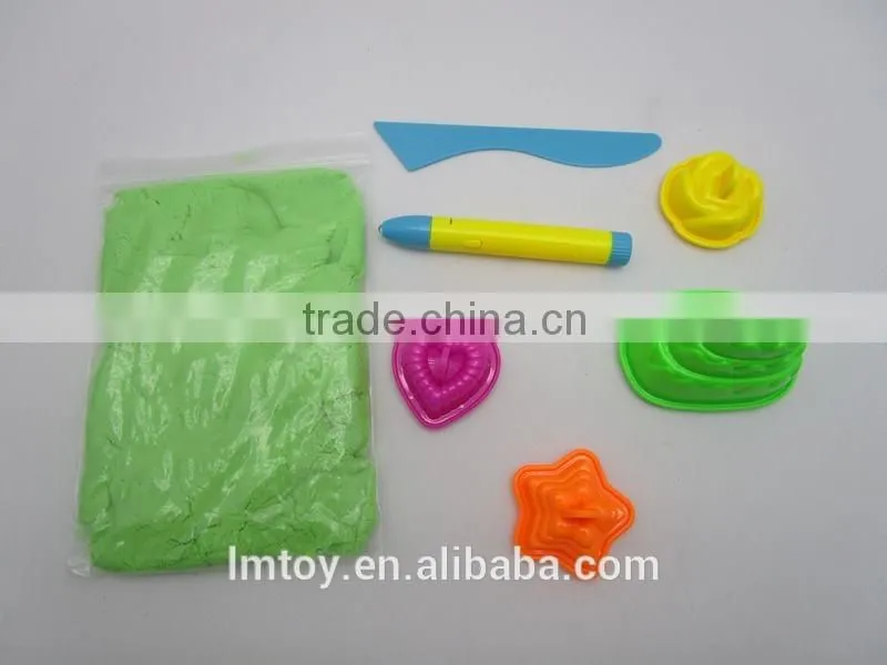 Dark Shining Soft moving sand with light pen ,cookies ,car,castle & cake style