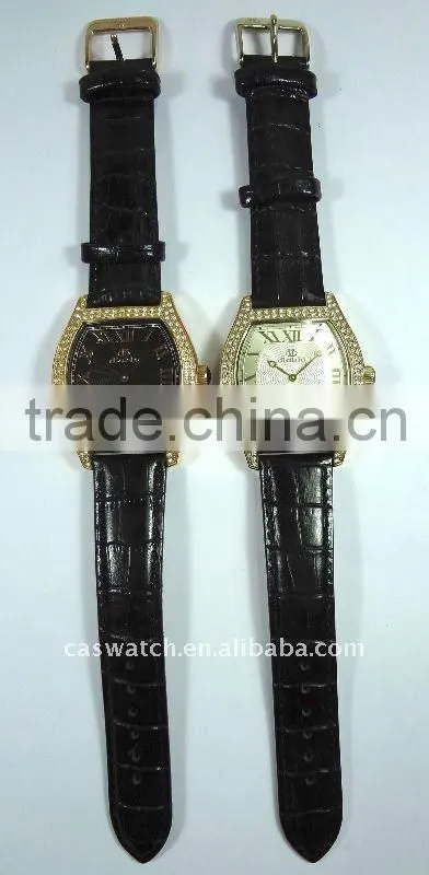man diamond watch genuine leather strap