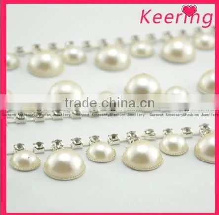 Wholesale pearl 2014 hot sale circle high quality Rhinestone chain WRC-095