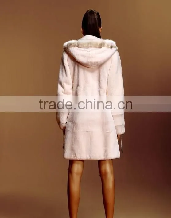 rex14019 Women dyed rex rabbit Fur Coat