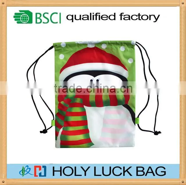 2016 christmas gift nylon polyester drawstring bag rucksack HL-PB044