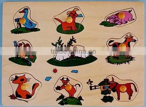 Hot sale educational wooden toys animal puzzle wooden peg